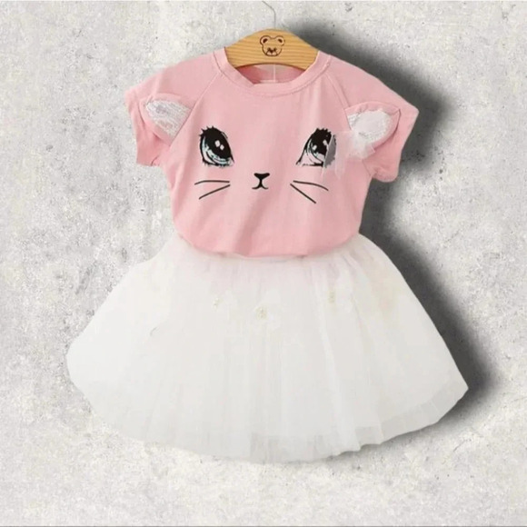 undefined Other - Pink Cat TShirt and Tutu Set
